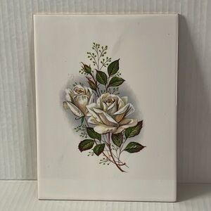 Floral White Flower Made in Brazil Decorative Ceramic Wall Tile